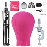Neverland Beauty & Health 23 Inch Wig Head, Wig Stand Tripod with Head, Wig Head Stand with Mannequin Head for Wigs, Wig Stand with Head, Adjustable Tripod Manikin Head Set for Cosmetology(Rose Red)