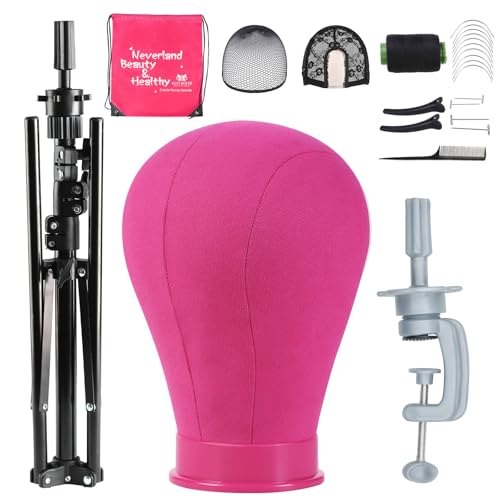Cabeza de maniquí para pelucas de 58 cm con soporte ajustable de 120 cm y pinza 2