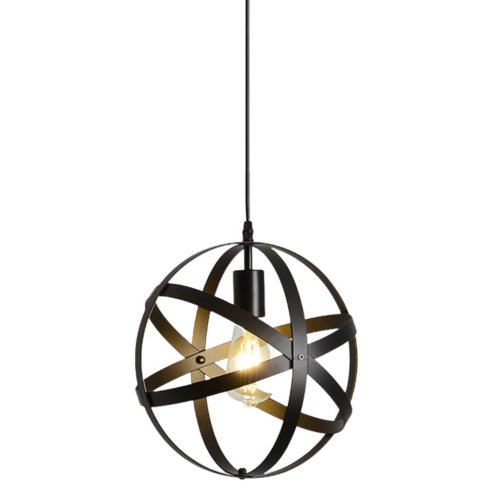 HXYSXHJUO Pendant Light Metal 1-Light Globe Lighting Adjustable Height Industrial With Spherical Shade Black Chandeliers For Dining Room Kitchen Island