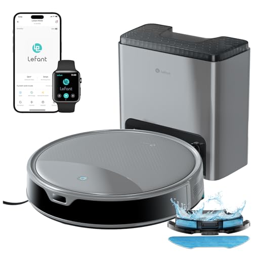 Lefant M350 Robot Aspirateur Laveur avec Station, 3 en 1, 6000Pa, Vidange Automatique, Zones Virtuelles, Navigation Laser avec...