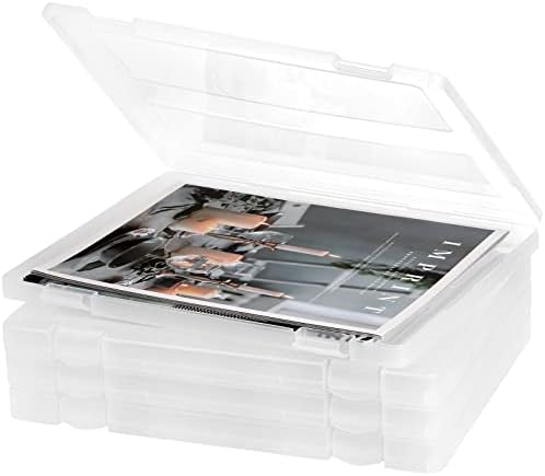 Hiceeden 4 Pack Plastic Project Case for 8.5"x11" Letter File, Trasparent Scrapbook Paper Storage Box Slim Document Holder Organizer for Magazine, Office Supplies, School