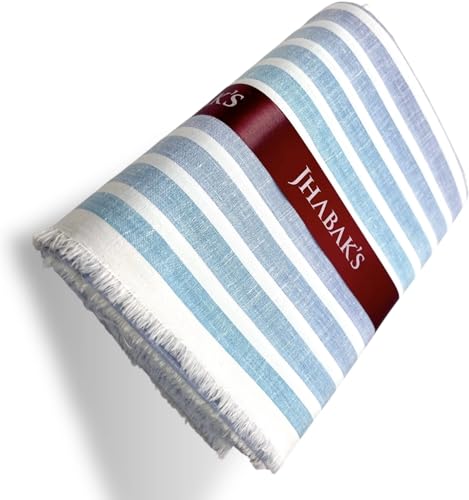 Image of JHABAK'S Unstitched Striped Shirt Fabric for Men - Cotton Linen Blend Lining Material - Shirt and Kurta Piece Cloth