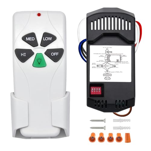 Universal Ceiling Fan Remote Control Kit Compatible with 53T HD5 UC7030T Remote Fan Remote Control with 3 Speed and Light Dimmer for Harbor Breeze Hampton Bay Hunter Litex (53T Kit)