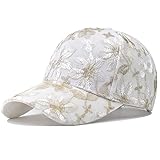 Women Lace Flower Baseball Cap Sun Hats Adjustable for Summer Running Travel Casual Sports Trucker Hat (Fashion White)