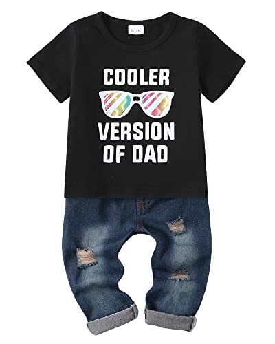 YALLET Toddler Boy Clothes 1-5T Boys Outfits Infant Short Sleeve T-Shirt Ripped Jeans 12 18 24 Months Baby Clothing Pants Set