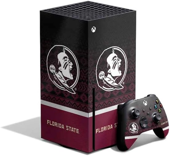 Skinit Decal Gaming Skin Compatible with Xbox Series X Bundle - Officially Licensed Florida State University Pattern Jersey Design