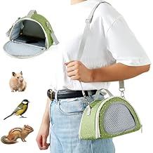 PETCUTE Guinea Pig Carrier,Small Pet Carrier Bag with Detachable Shoulder Strap,Foldable Hamster Carrier with Breathable Mesh and Fleece Pad, for Rabbit Hamster Bird Bunny Bearded Dragon Kitty