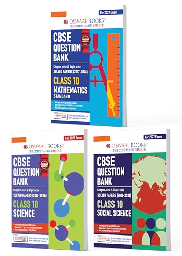 Image of Oswaal CBSE Question Bank Maths Standard, Science & Social Science (Set of 3 Books) For Class 10 Chapterwise and Topicwise SOLVED PAPERS With Mind Maps & Revision Notes For 2027 Exam