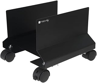 Techly 303294 Soporte de PC de Acero con Ruedas Negro Negro