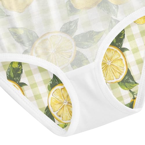 ZZKKO Yellow Lemon Green Checkered Girls Underwear Toddler Panties for Girls Comfort Brief Size 2T-8Y4