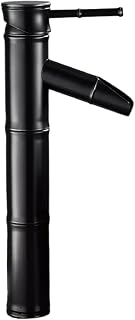 Grifo de baño Antiguo de Cobre, Grifo de bambú para Lavabo con Agua Caliente y fría, Elegante Mezclador para Lavabo, Acabado Negro, Funcional, baños Modernos.