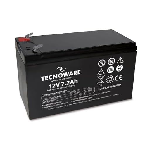 Tecnoware 12V 7,2Ah förseglat blybatteri - för UPS, videoövervakning och larmsystem - Faston-anslutning 6,3 mm - Storlek 15,1 x 9,4 x 6,5 cm