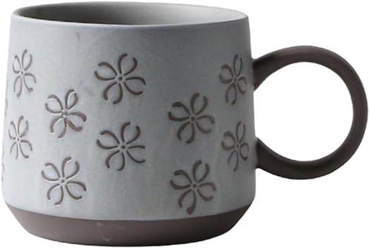 Modern Vintage Patterned Stoneware Coffee Cup for Restaurants and Cafes Oatmeal Breakfast Mug Drinkware