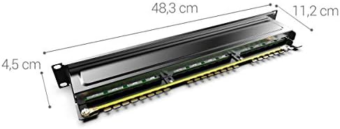 kwmobile 24 Port Cat6 Patch Panel - 19 Inch Cat 6 Network Patch Panel Mountable Rack RJ45 Ethernet Hub with Cable Management Bar and Accessories