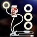 Ring Light with Stand for Live Stream, Dimmable[3-Light Mode][9-Level Brightness] Clamp on Gooseneck Cell Phone Stand with Selfie Ring Light for Youtube, Facebook, iphone X,8, 7,6/plus,Samsung,HTC
