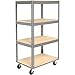 Global Industrial Easy Adjust Boltless 4 Shelf Truck, Wood Shelves, Polyurethane Casters, 60