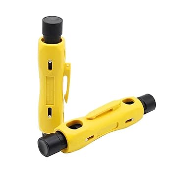 Coaxial Cable Wire Stripper Tool for RG59, RG6, RG7, RG11, CAT5, CAT6 Automatic Fast Stripping, Adjustable Precision Cutter, Durable for TV, Internet, Network and Ethernet Installation (Yellow)