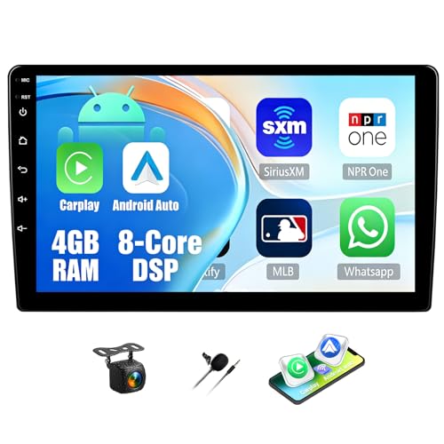 AUOMETO �y�ŐVAndroid 15�z10�C���`��^�^�b�`�X�N���[�� �J�[�i�r �N�A���R���`�b�v���� 4GB+64GB ���C�����XCarPlay/Android Auto�Ή� 3D�ԗ����f��&�J�X�^��UI ����DSP ��p�t�@�� �v���O&�v���C
