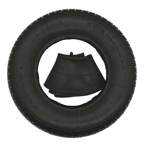 QsEzDo 3.50-8 Tire and Inner Tube (1 Set) by Air Filled 4PR and Max 35 PIS with TR13 Strainght Valve Stem Fits 8-Inch Wheel/Rim Work for Wheelbarrow Hand Truck Tool Cart Garden Carts