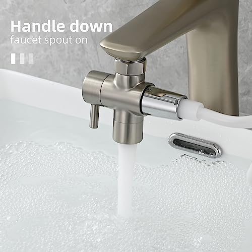 Tecmolog Sink Diverter Brass Faucet Diverter Valve 22mm 3 Way Faucet Splitter for Bathroom and Kitchen Faucet Brushed Nickel, SBA021CNA - Image 3