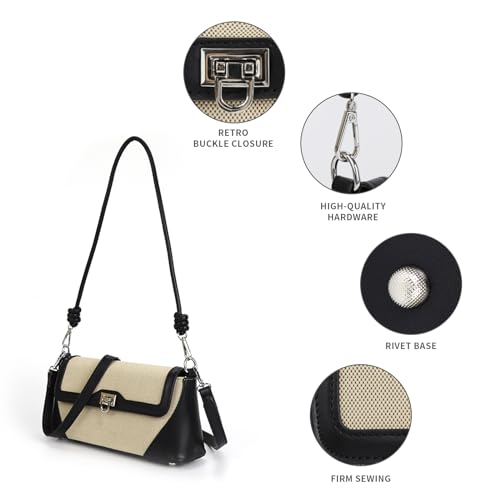 Shoulder Bag for Women PU Leather Shoulder Purse Vintage Handbag Retro Classic Underarm Purse with 2 Removable Strap3
