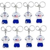 qiyeyeye 8 PCS Soccer Jersey Keychain Double-Side Football Fan Gift Acrylic Charm with US Flag Print Souvenir Soccer Ball Key Chain Accessories for Backpack Keys Sport Enthusiasts