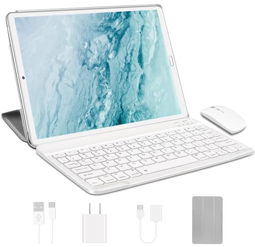 YESTEL Android Tablet 10.1 inch 2 in1 Tablet with 4GB RAM+64GB ROM (Expandable up 1TB),5MP+8 MP Dual Camera| WiFi | Bluetooth | 8000mAh Battery |Keyboard & Mouse Included-Silver