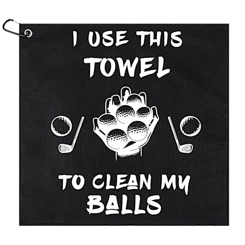 Deepton Golf Towel, Funny Golf Gifts for Men, Personalised Golf Towel Clean Golf Balls, Golf Accessories for Men, Novelty Golf Towels with Clip for Husband Boyfriend Dad Golfers (Black#1)