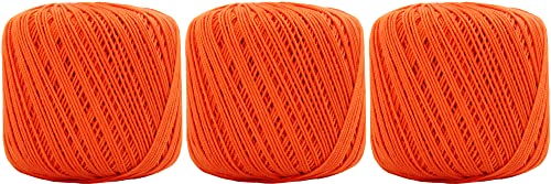 Image of ThreadArt 100% Cotton Crochet Thread Size 3, 3 Ball Pack, Orange 35 | Soft pure cotton crochet thread for lace, doilies, amigurumi and crafts. Smooth finish with crisp stitch definition.
