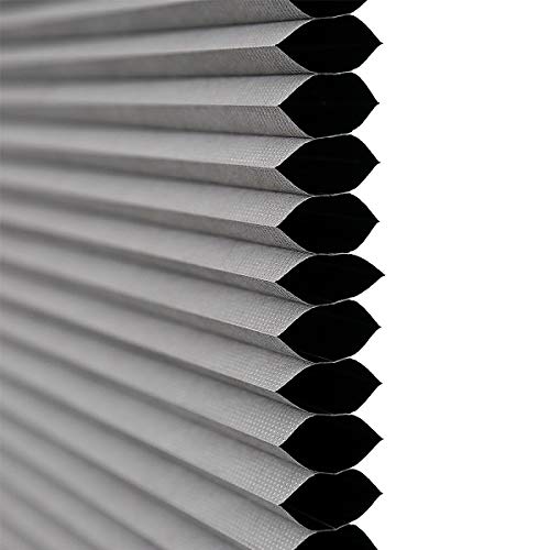 Honeycomb Shades Cellular Blinds Window Blinds and Shades Blackout Shades Fabric Blinds for Home and Office, Grey-White, 46x48