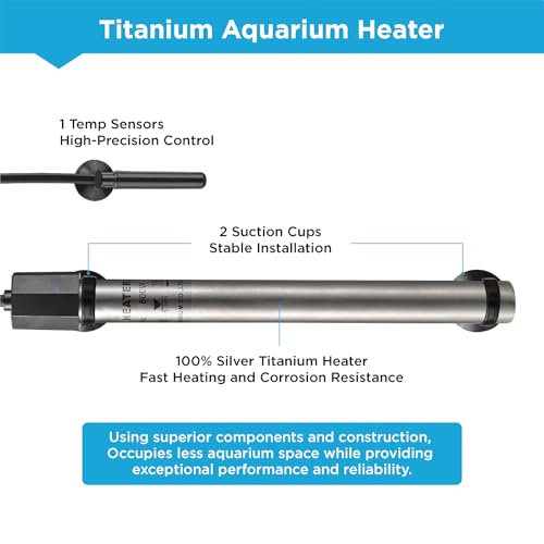 Image of Titanium Aquarium Heater 800W, Submersible Fish Tank Heater with Digital Display Temperature Controller, 0℃-40℃ Adjustable, Fast Heating for 100 ~ 150 Gal Saltwater Freshwater Fish Tank, MX-9015(800W)