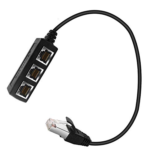Trunple RJ45 3-Port Splitter Adapter, RJ45 1 Male to 3 Female LAN Ethernet