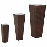 Geecher Fioriere Alte per Esterno, Design Intrecciato Trapezoidale con Vaso Interno Rimovibile, Metallo 30x30x80 cm + 21x21x60 cm + 14x14x40 cm, per Giardino e Terrazza