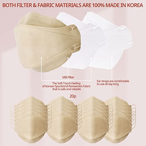 Airaid-Kf94 [Individually Wrapped] - Made In Korea, 3D Multicolor Packs, Face Protective Mask, Adult And Older Teens (Beige-20P) #TOP2