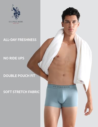 Image of U.S. Polo ASSN. Mens OET15 Mid Rise Solid Underwear Trunks - Pack of 3