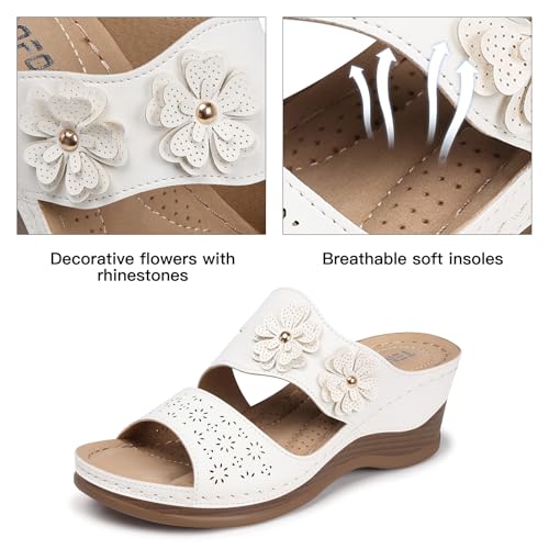 TEMOFON Sandals for Women Summer Wedge: Soft Hollow Out Dressy Slides Sandals, Rubber Sole, Comfortable Walking, Casual Slip on Platform Shoes4