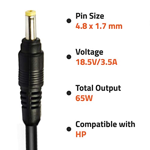 Image of Artis AR0502 65Watt Laptop Charger /Adapter with Power Cord Compatible with HP Laptops (18.5V /3.5A, 65Watt) (Pin Size: 4.8 mm x 1.7mm) (BIS Certified)