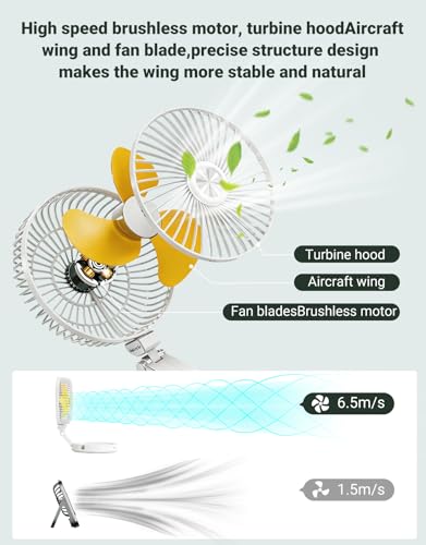 HRTISNW Portable Foldable Oscillating Fan, 6000mAh Battery Powered USB Rechargeable Fan, 16.1 Inches Wireless Desk Fan for Bedroom, Office, Camping and Travel, White — view 5