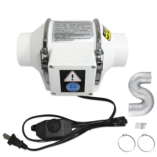 3inch Inline Duct Fan Inline Ventilation Exhaust Fan 260 CFM Duct Intake Extractor Fan for Vent Bathroom Kitchen Grow Tent Hydroponics 3D Printer