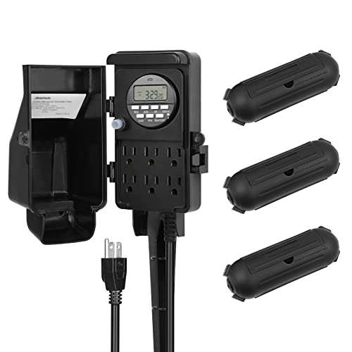 DEWENWILS Outdoor Digital Power Strip Timer & Outdoor Extension Cord Safety Cover, Weatherproofed Electric Tools for Christmas Holiday Lights