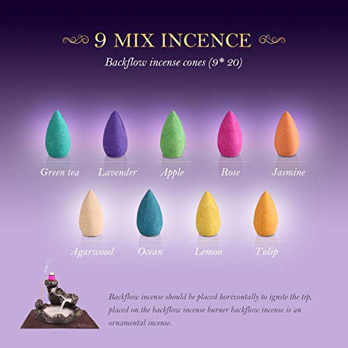 Otofy Backflow Incense Cones 180 Pcs Of 100% Natural Handwork Scents Waterfall Incense Rose Tulip Jasmine Lavender Rose For Backflow Incense Burner Holder Natural | Meditation & Yoga Gift（Pure White） #TOP3