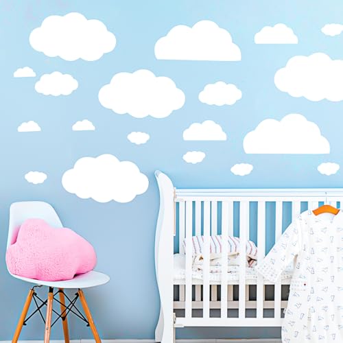 60 Teile Wolken Wandtattoo Set Wandtattoo Babyzimmer Wolken Wandsticker Kinderzimmer Kinderzimmer Mädchen Jungen Weiß Wandaufkleber Selbstklebend...
