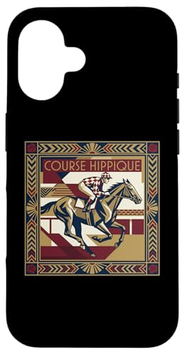 Course Hippique Art Deco Horse Racing Jockey �X�}�z�P�[�X iPhone 16 �p
