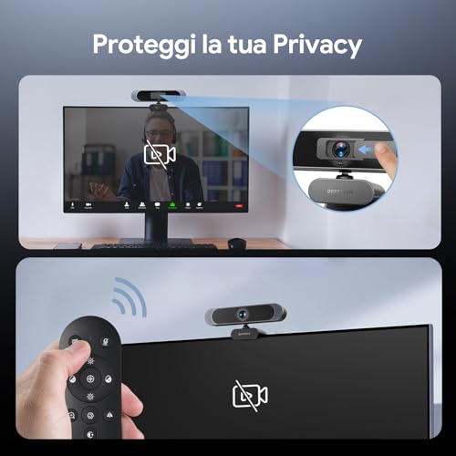 DW49 PRO, 4K Webcam PC con Microfono, Web Camera e Zoom Ottico 3X, Autofocus, Correzione Automatica Luminosità, Microfono Riduzione Rumore Compatibile con WhatsApp, Facebook, Twitter, PC, Mac - Webcam - Immagine 5
