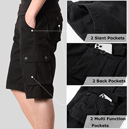 Vcansion Men's Cargo Shorts Casual Cotton Multi-Pockets Elastic Waist Camo Shorts Black Us 38 #TOP3