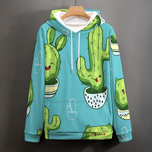 Sweat à capuche cactus vert avec impression 3D thermique et douce - 4