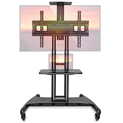 Mount Factory Rolling Tv Cart Mobile Tv Stand For 40-65 Inch Flat Screen, Led, Lcd, Oled, Plasma, Curved Tv's - Universal Mount With Wheels #TOP1