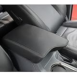 INTGET Center Console Armrest Cover for Ford Ranger Accessories 2019 2020 2021 2022 2023 Interior Leather Middle Console Dog Seat Cover Arm Rest Box Lid Protector(Black Stitches)