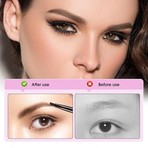 2pcs Eyebrow Pencil with Brow Brush, Waterproof Dual-Sided Micro Brow Pencil Drawing Eye Brow, Long-Lasting & Natural Look Professional Microbrow Pencil Automatic Makeup Tool (Light&Dark Coffee) - Image 5