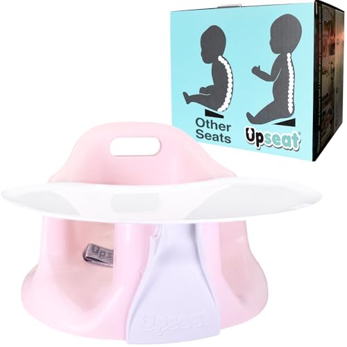 Image of Upseat Baby Floor Seat Booster Chair for Sitting Up with Removable Tray for Meals and Playtime, Developed with Physical Therapists for Safe and Healthy Hip Development and Posture (Pink)